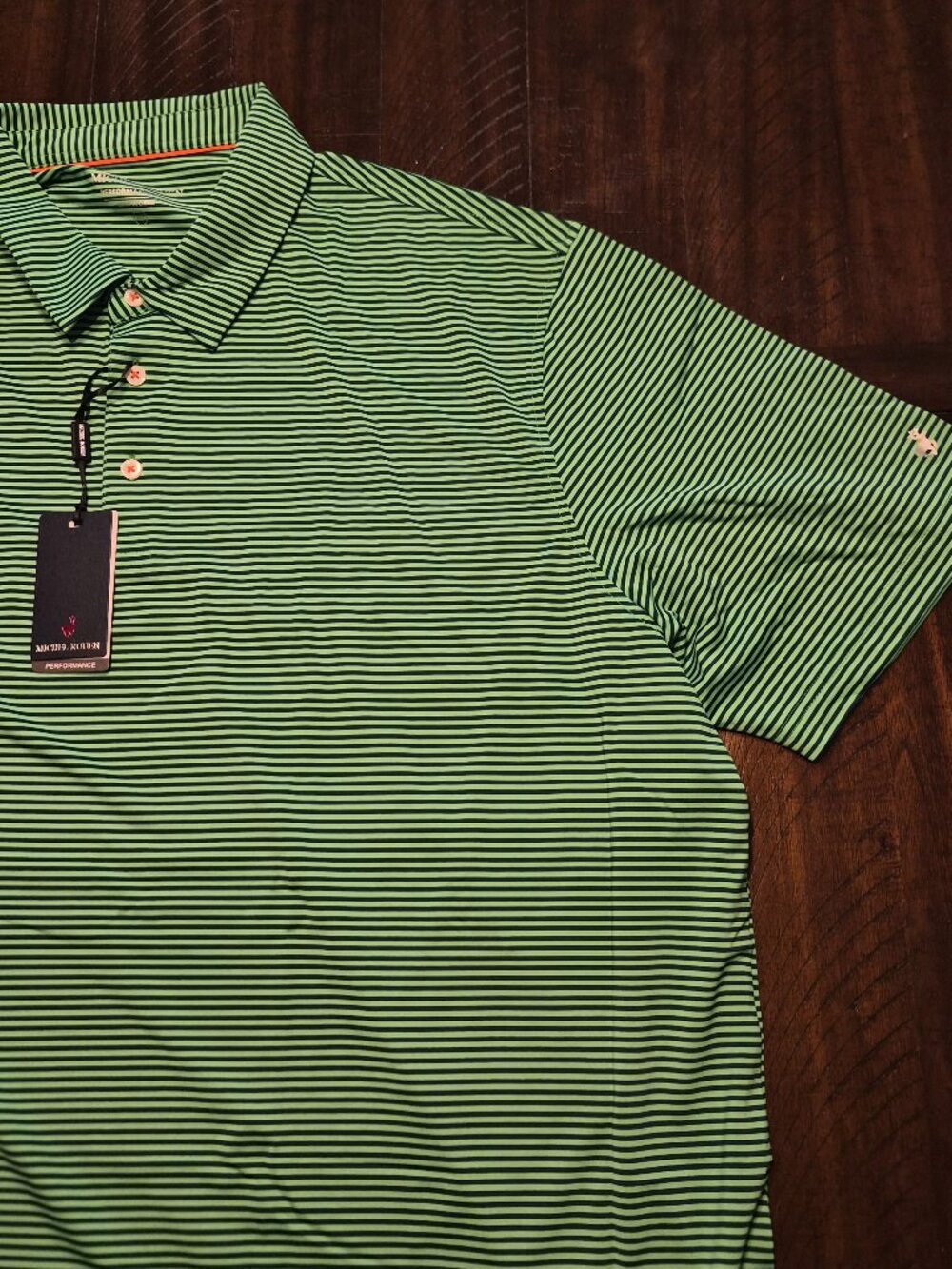 Michael Rouen Performance Polo Green Striped 3XL XXXL Golf Dress Shirt NWT G886